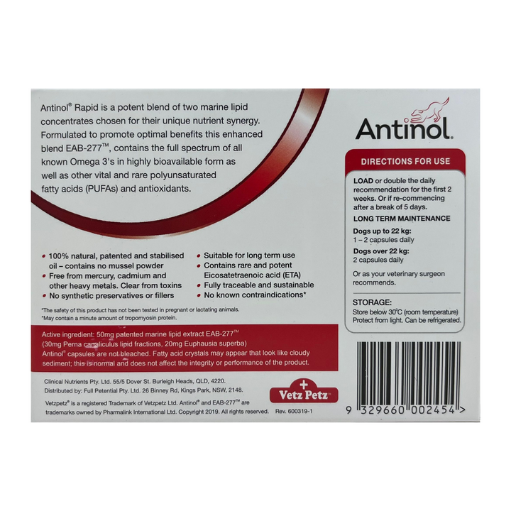 Antinol Rapid for Dogs 60 Caps (Bundle of 3)